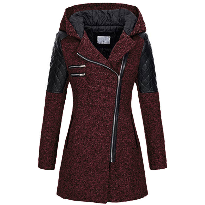 Beaumont Nice | Manteau à capuche zip asymétrique pour femmes