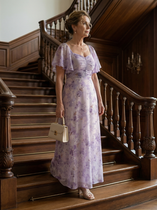 Anaïs | Robe midi à manches volantes Vaelis