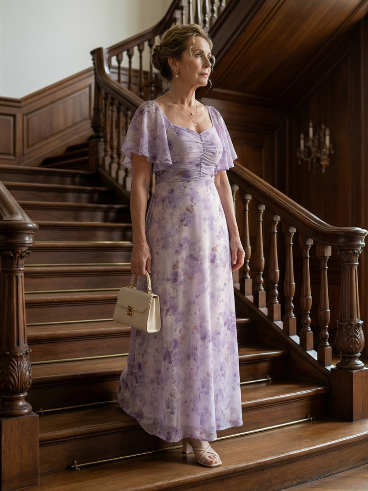 Anaïs | Robe midi à manches volantes Vaelis