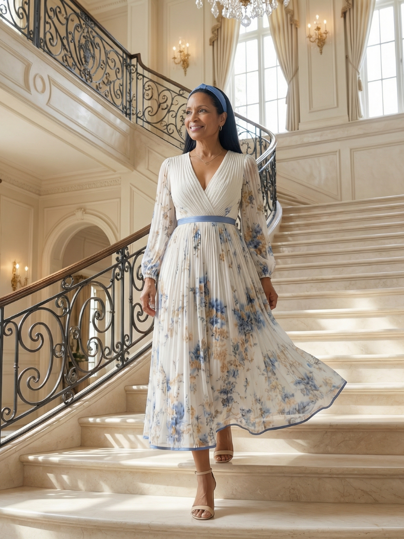Juliette | Robe midi plissée à enveloppe Rielle