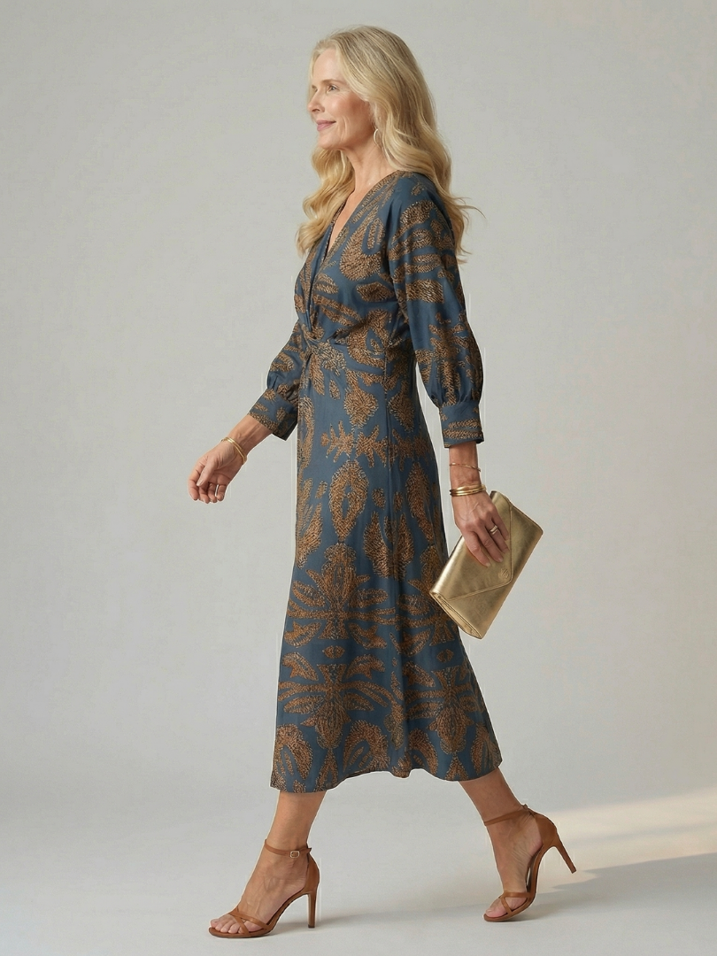 Alice | Robe midi wrap naturelle Lune