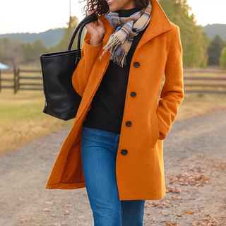 Maryse | Manteau droit classique à boutons pour femmes