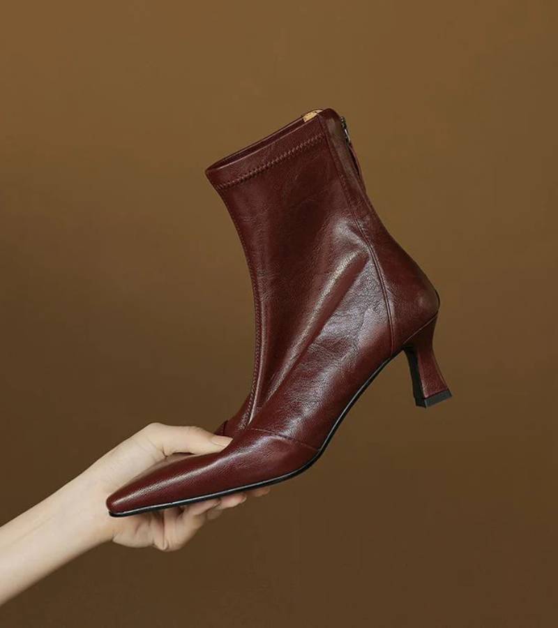 Geneviève | Bottines en cuir à talon élégant
