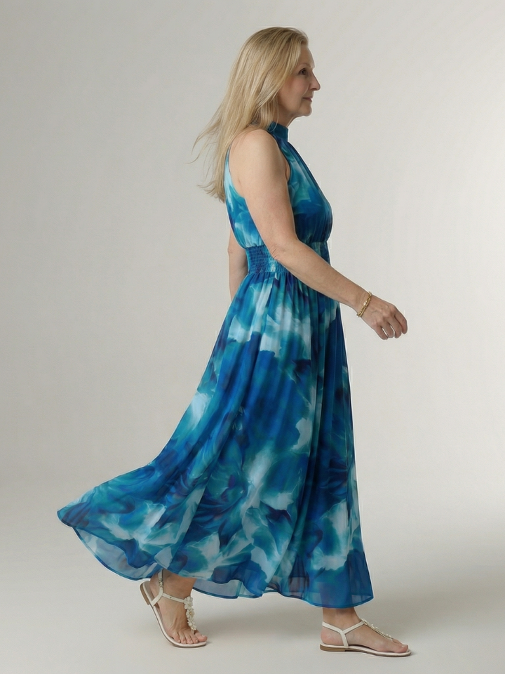 Margaux | Robe midi à encolure halter froncée Sylin