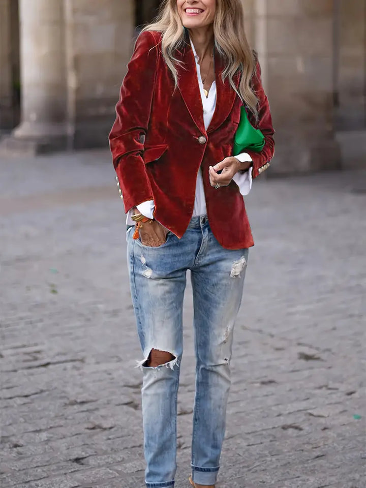 Suzanne | Blazer en ajusté avec boutons dorés pour femmes