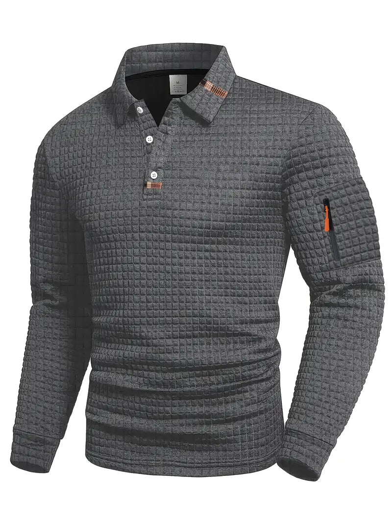 Polo à manches longues texturée