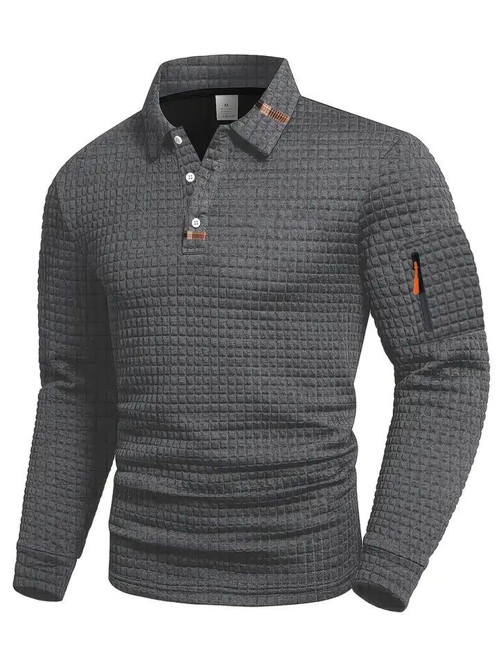 Polo à manches longues texturée