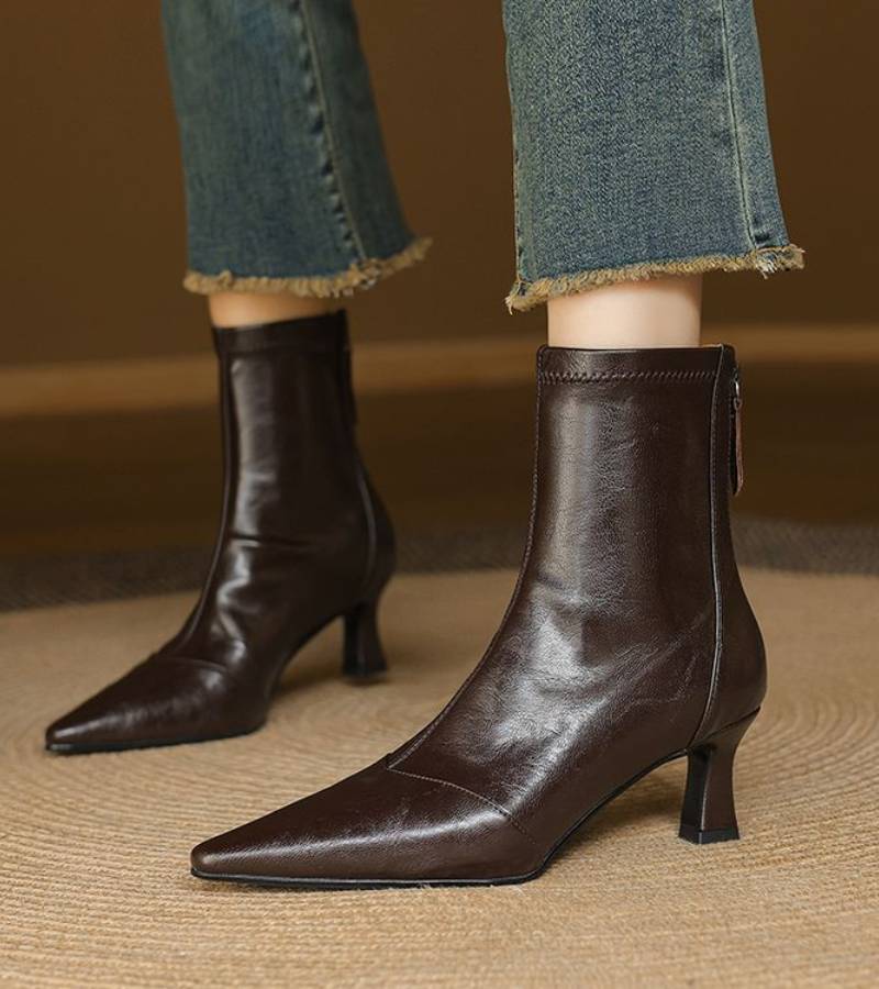 Geneviève | Bottines en cuir à talon élégant
