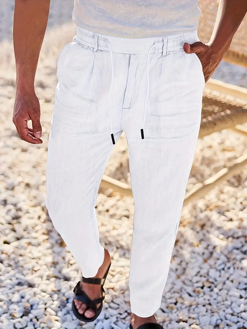Quentin | Pantalons larges en lin avec cordon
