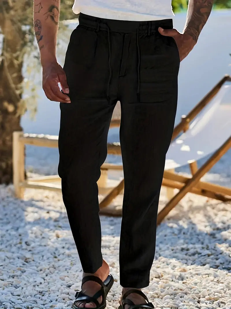 Quentin | Pantalons larges en lin avec cordon