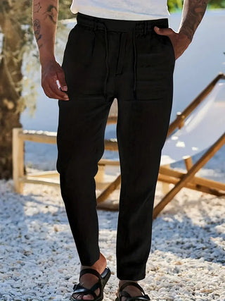 Quentin | Pantalons larges en lin avec cordon