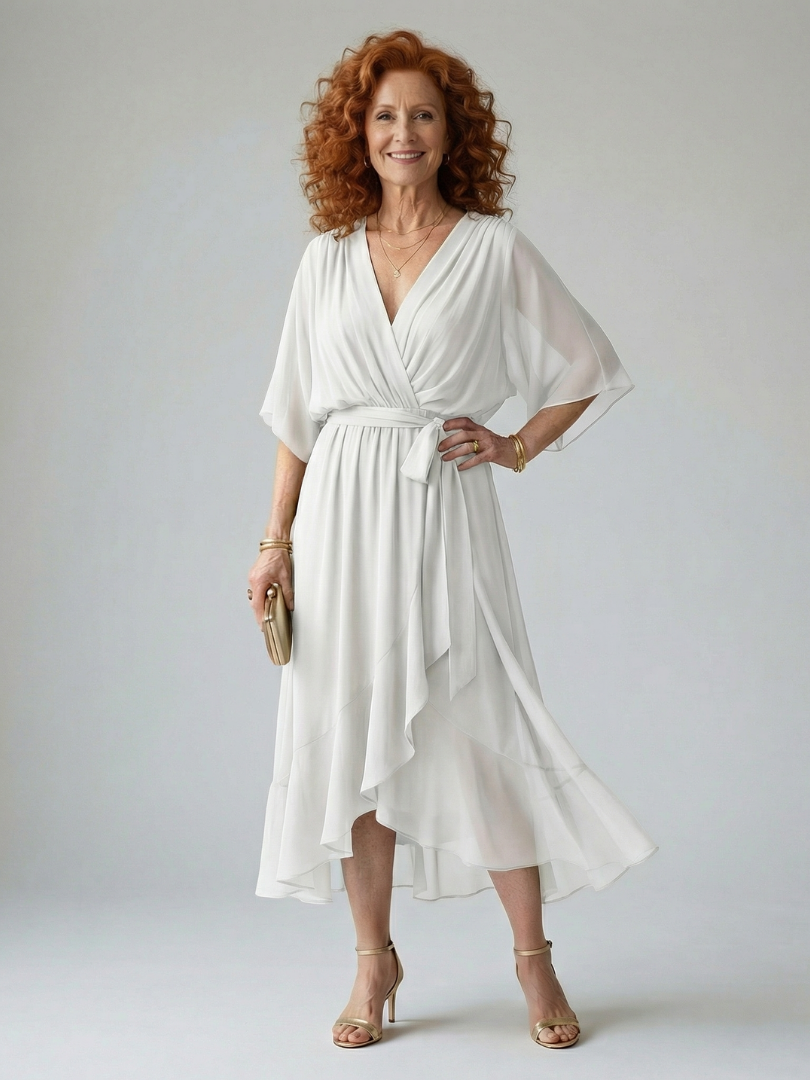 Océane | Robe midi drapée Elric