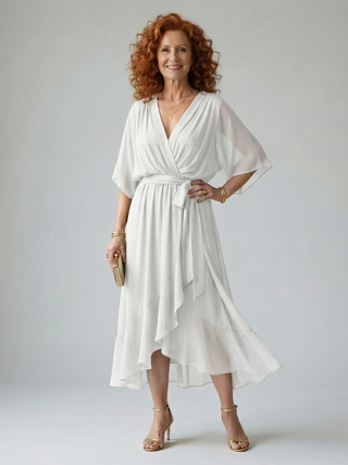 Océane | Robe midi drapée Elric