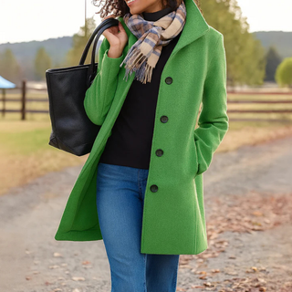 Maryse | Manteau droit classique à boutons pour femmes