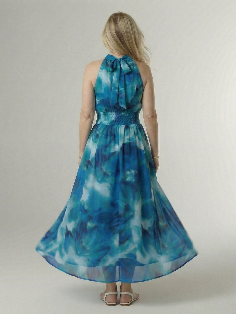Margaux | Robe midi à encolure halter froncée Sylin