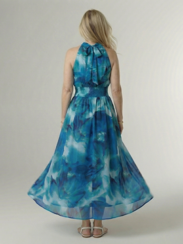Margaux | Robe midi à encolure halter froncée Sylin