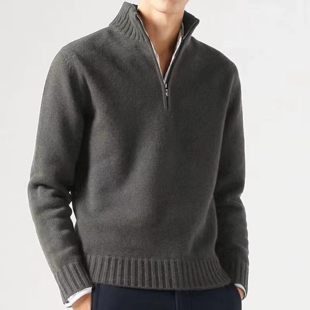 Dolcevita en laine avec zip pour homme