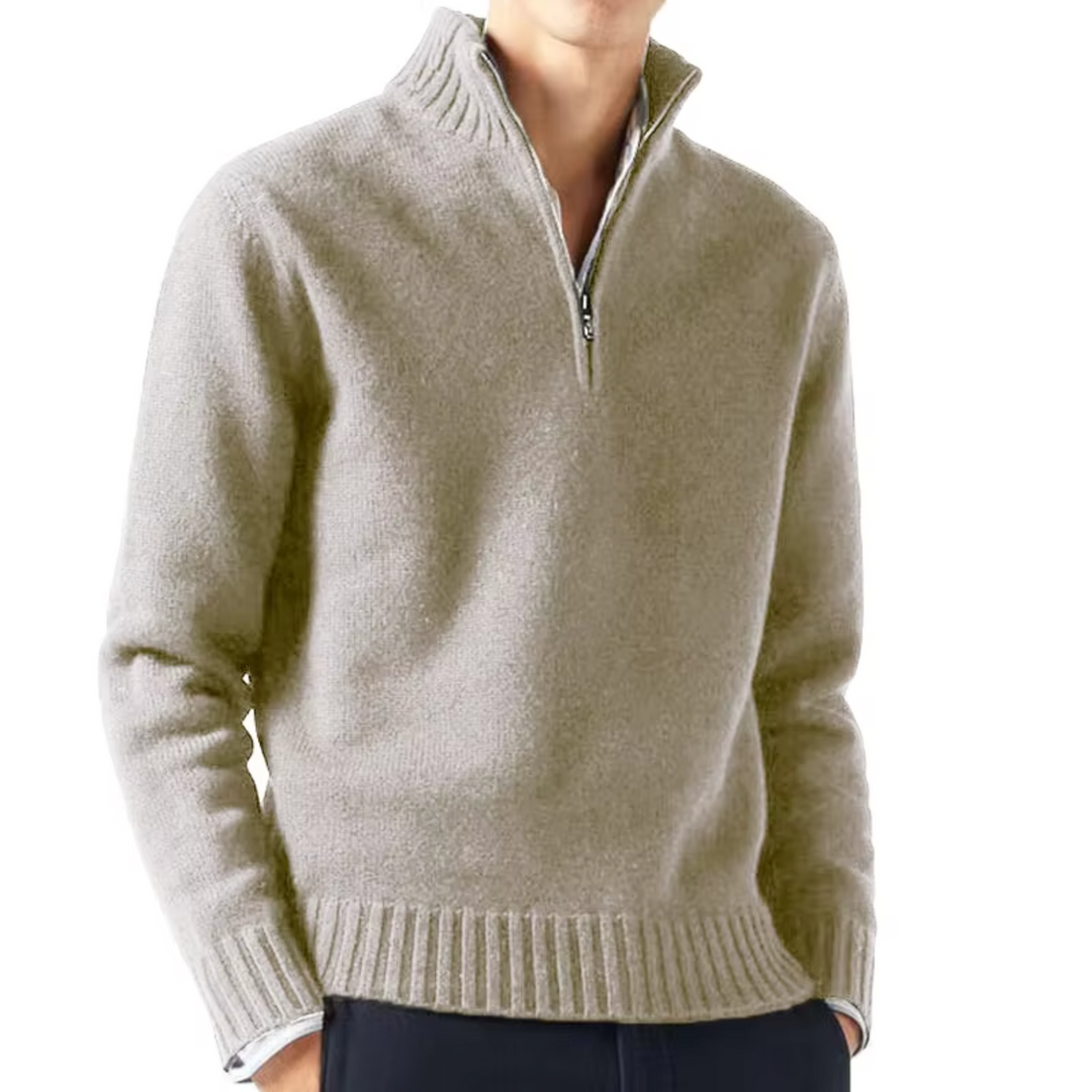 Dolcevita en laine avec zip pour homme