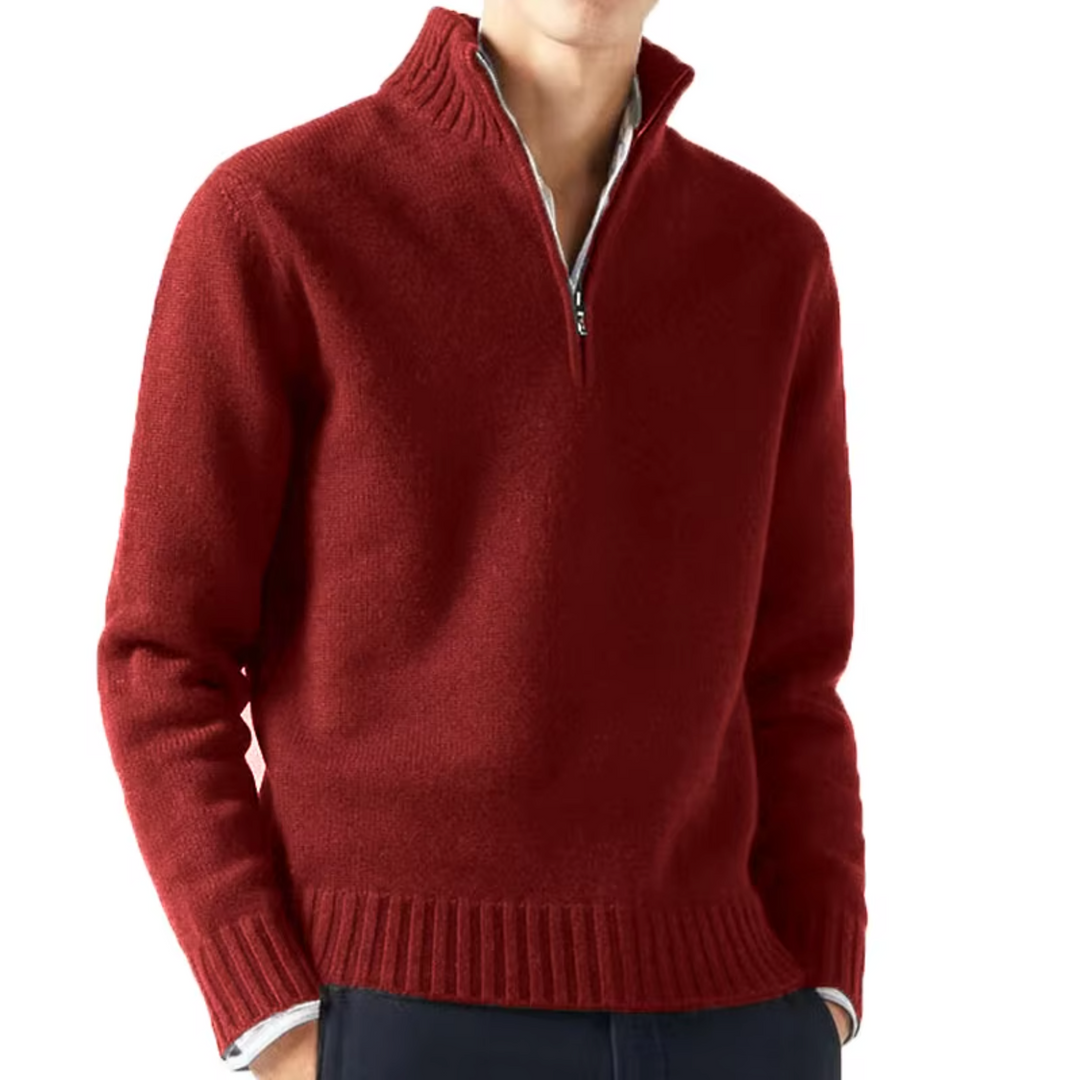 Dolcevita en laine avec zip pour homme