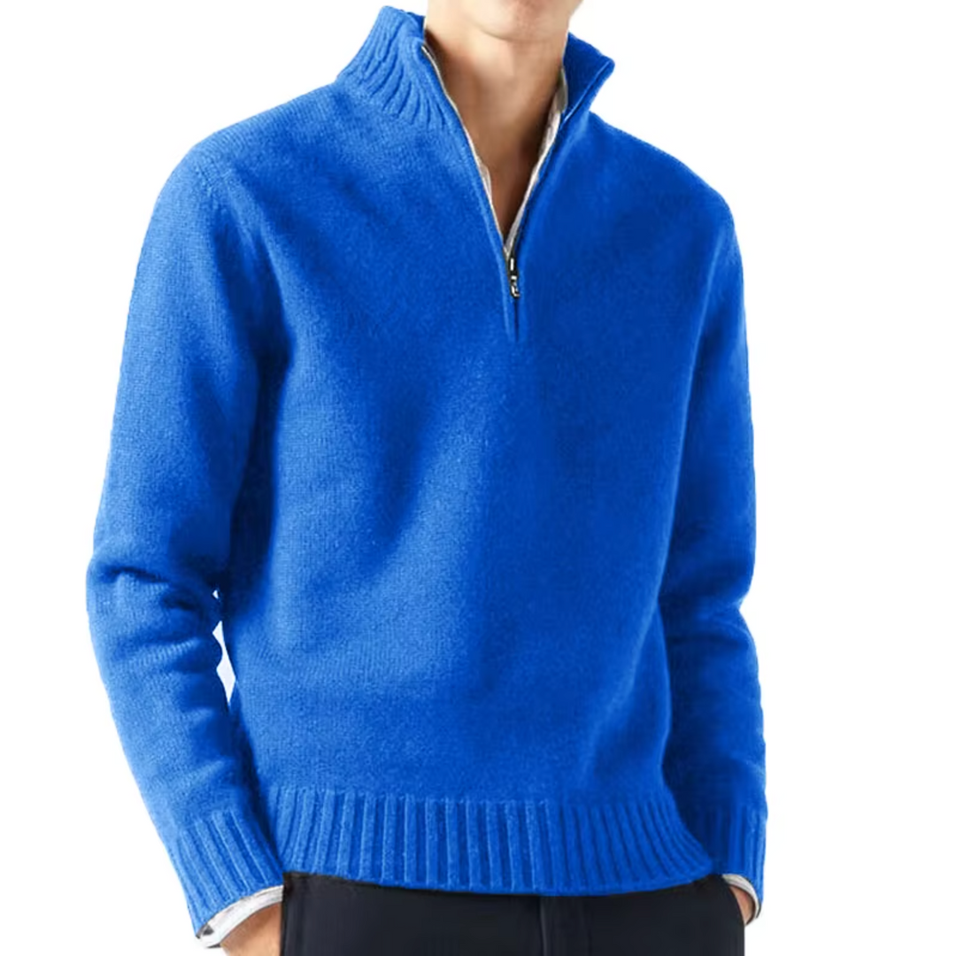 Dolcevita en laine avec zip pour homme
