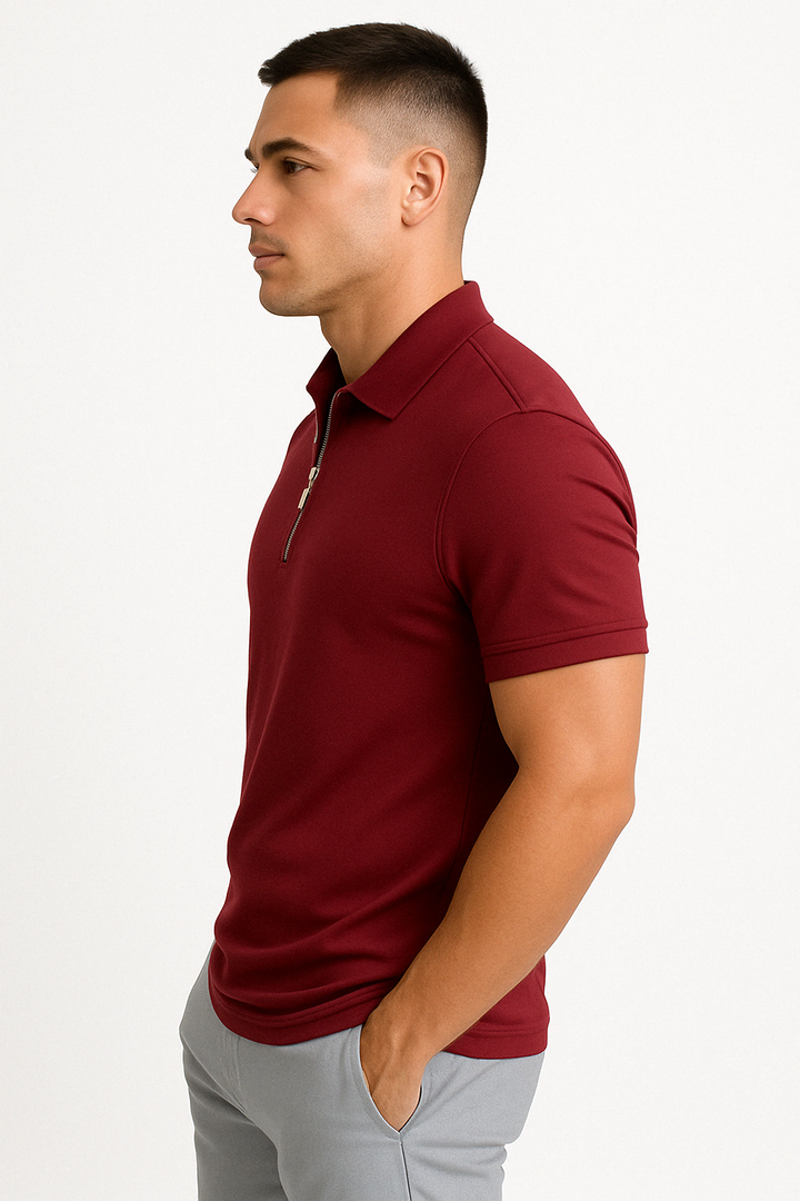 Polo moderne avec zip mi-haut