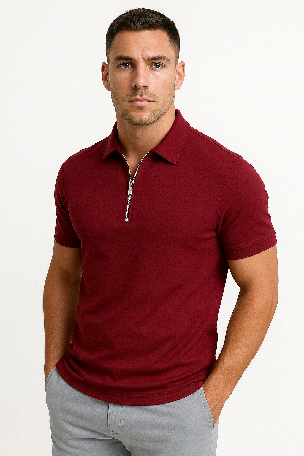 Polo moderne avec zip mi-haut