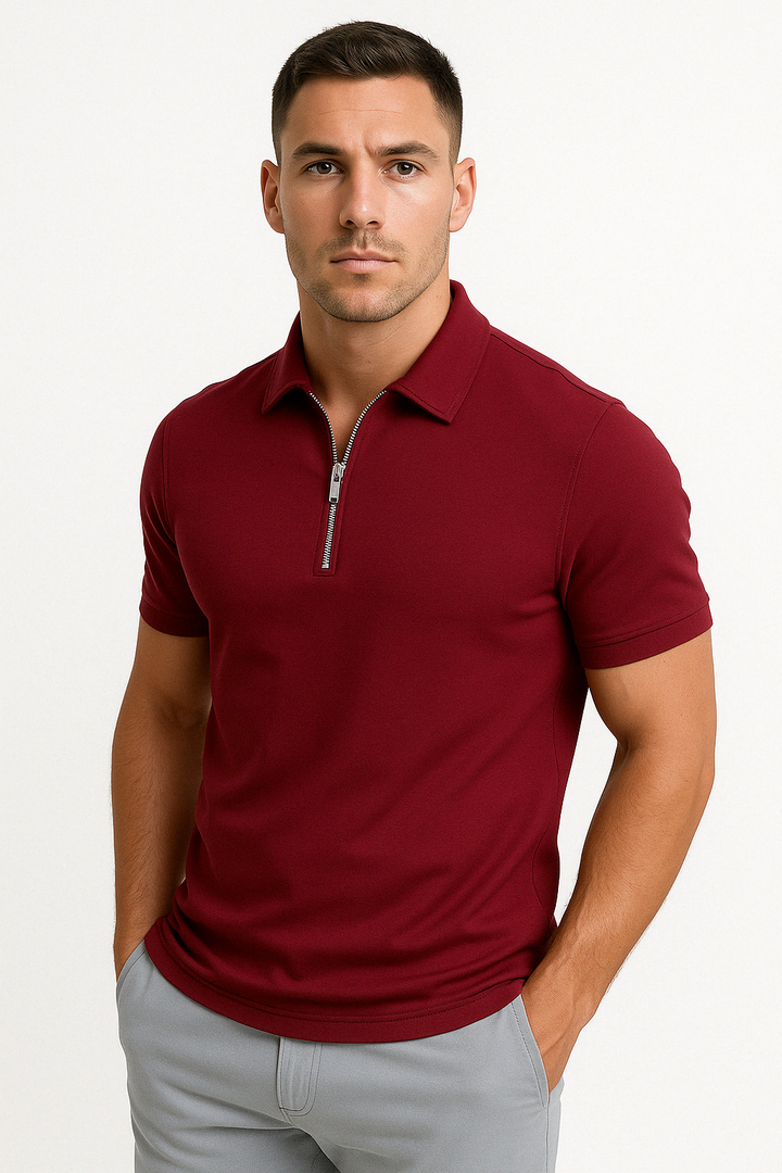 Polo moderne avec zip mi-haut