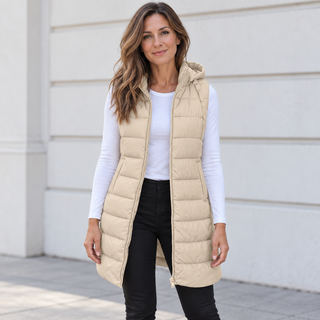 Beaumont Nice | Gilet long matelassé à capuche pour femmes