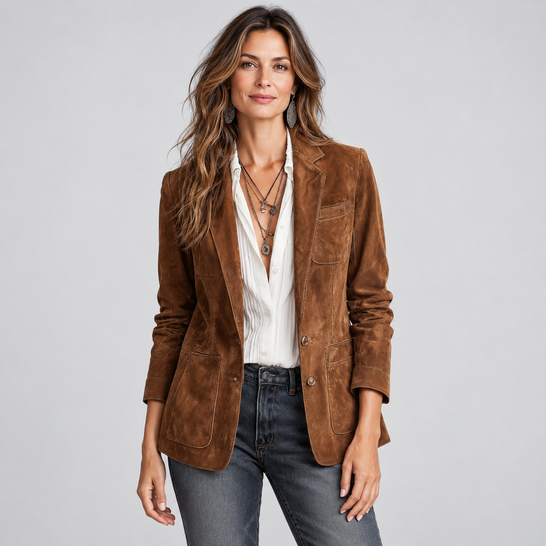Beaumont Nice | Blazer en daim à boutons pour femmes