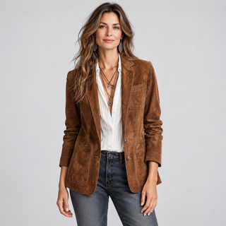 Beaumont Nice | Blazer en daim à boutons pour femmes