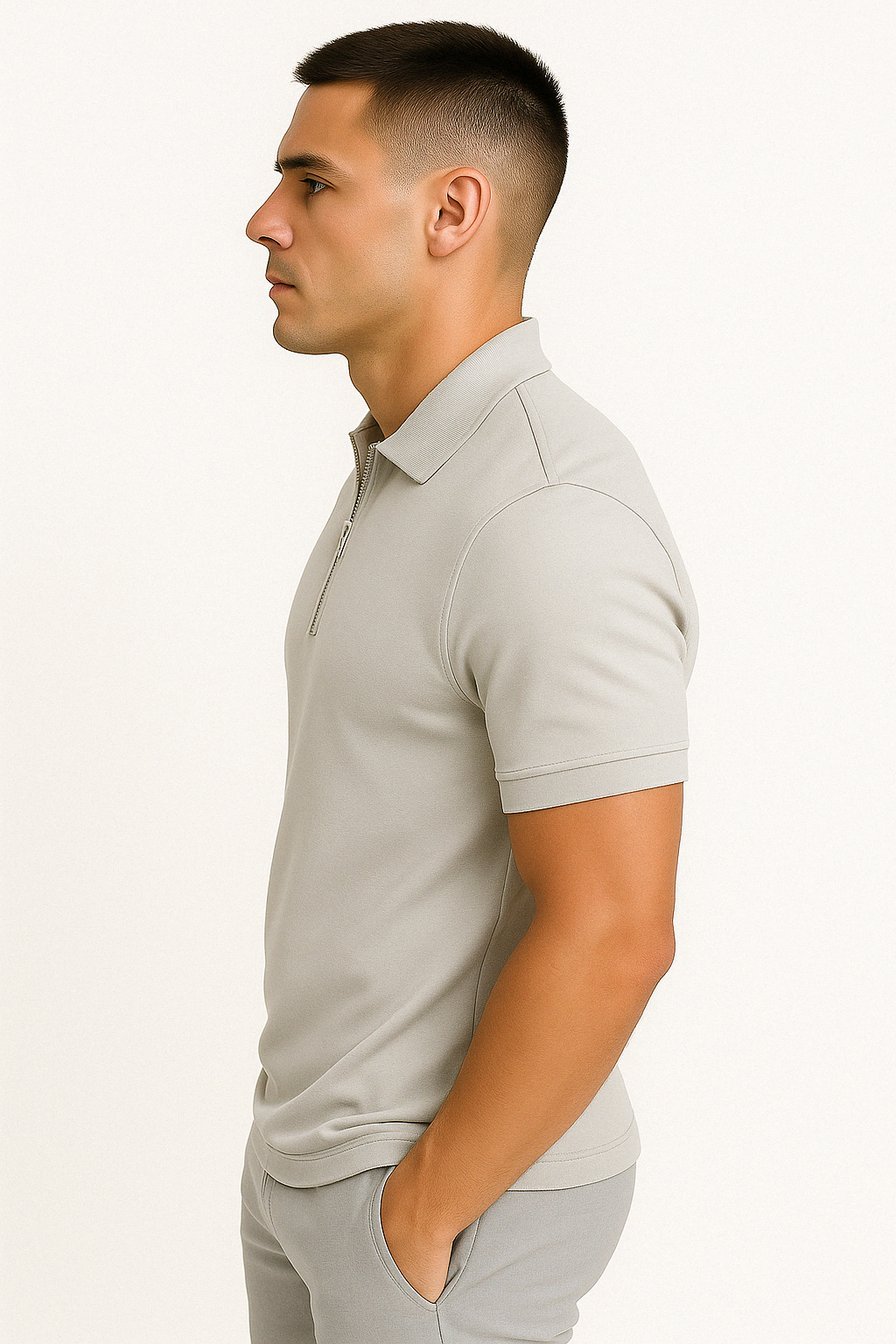 Polo moderne avec zip mi-haut