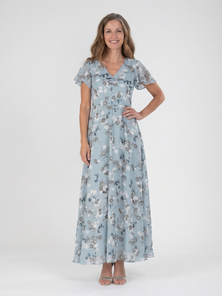 Adèle | Robe maxi en chiffon floral Ismeria