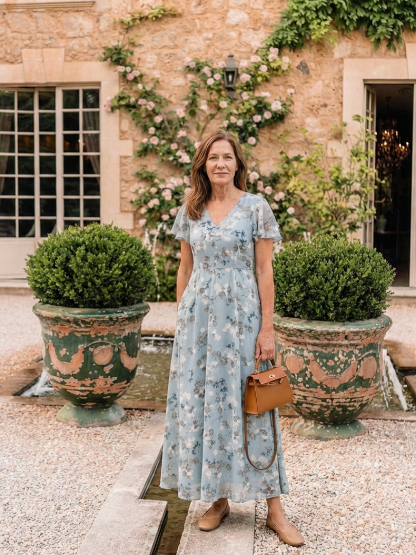 Adèle | Robe maxi en chiffon floral Ismeria