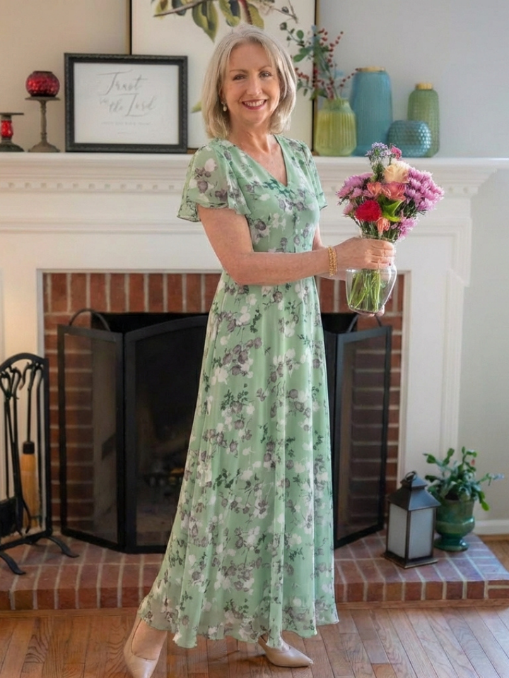 Adèle | Robe maxi en chiffon floral Ismeria