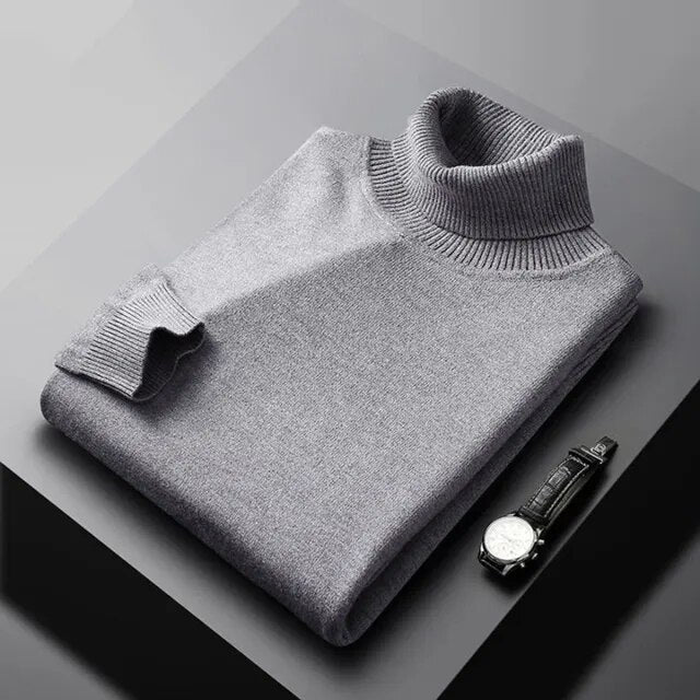 Pull en maille à col roulé pour homme