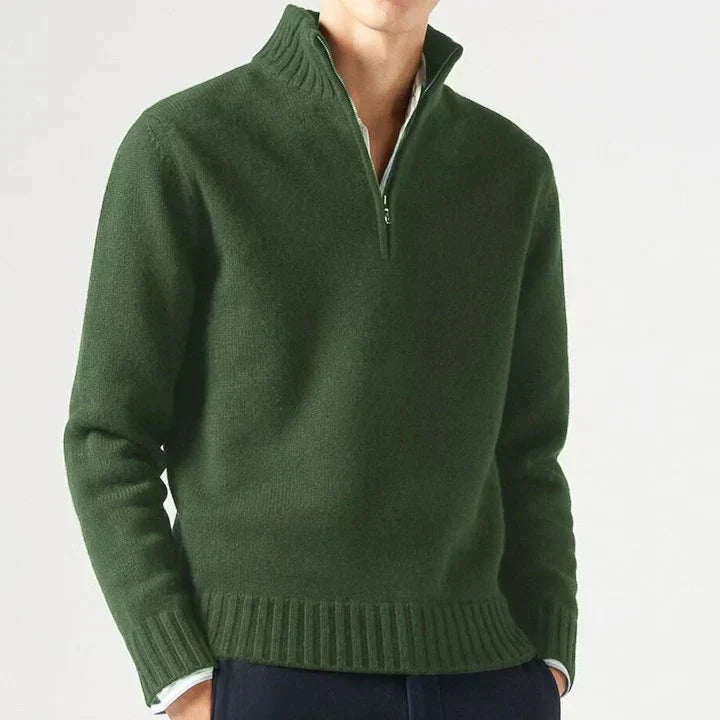 Dolcevita en laine avec zip pour homme
