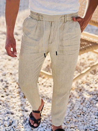 Quentin | Pantalons larges en lin avec cordon