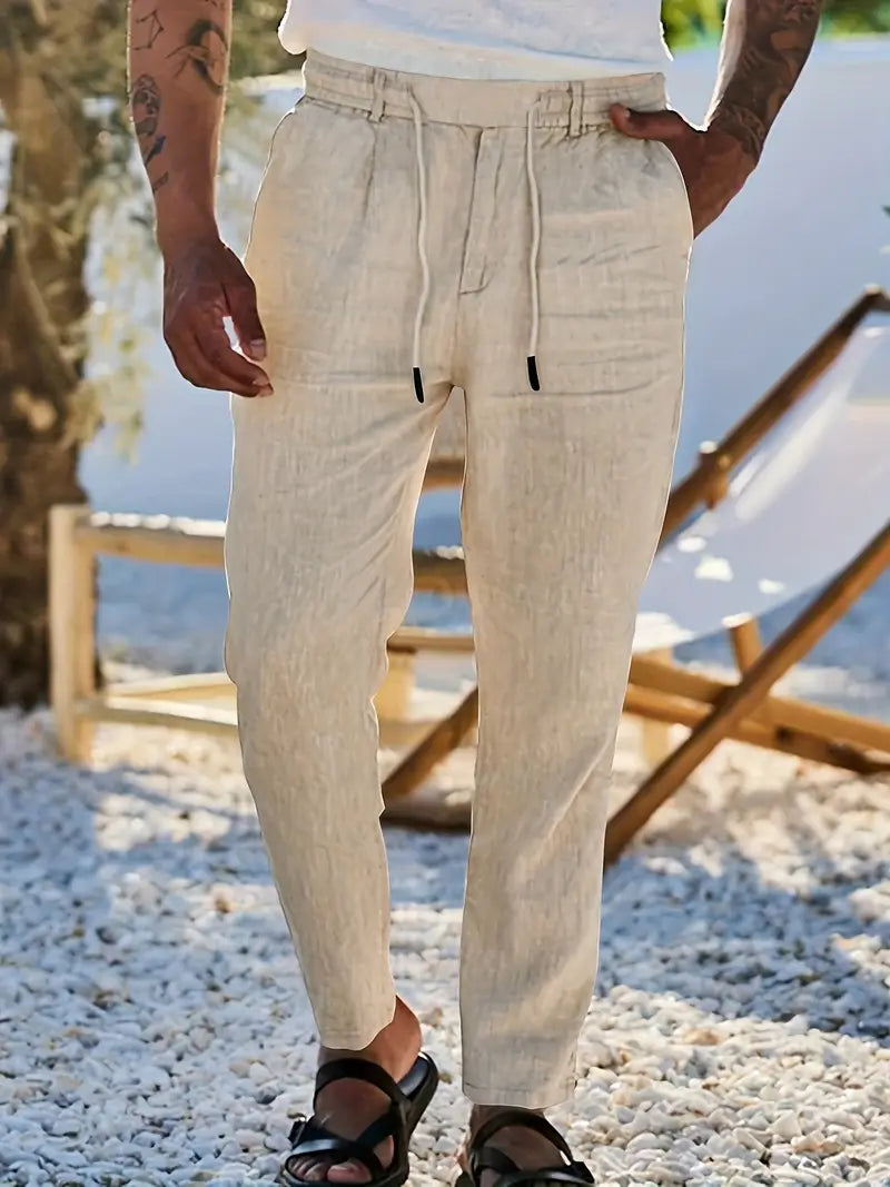 Quentin | Pantalons larges en lin avec cordon
