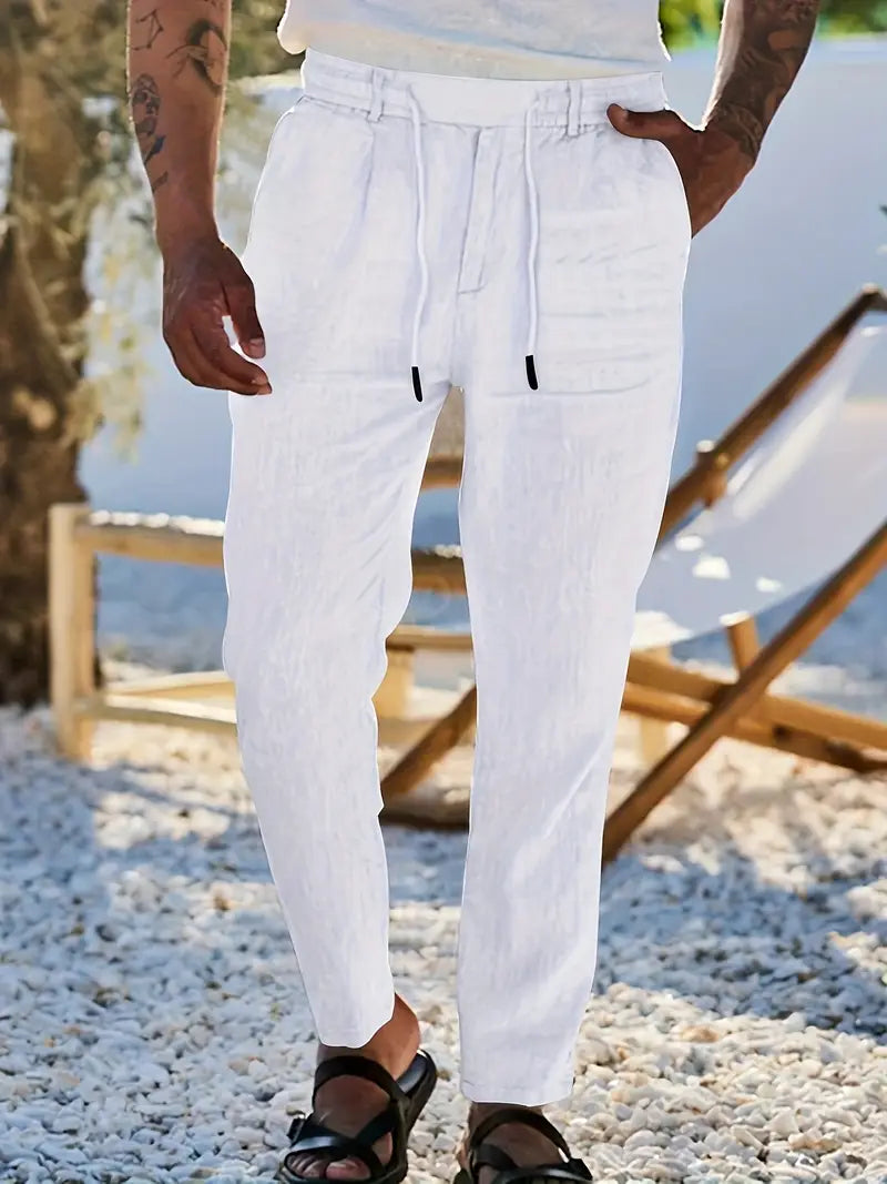 Quentin | Pantalons larges en lin avec cordon