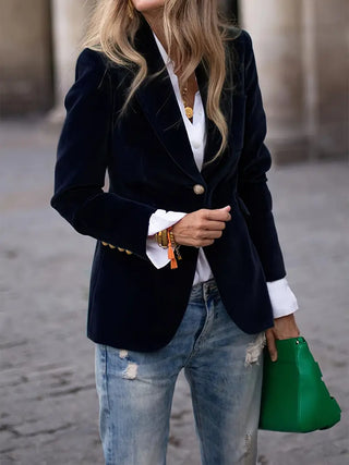 Suzanne | Blazer en ajusté avec boutons dorés pour femmes