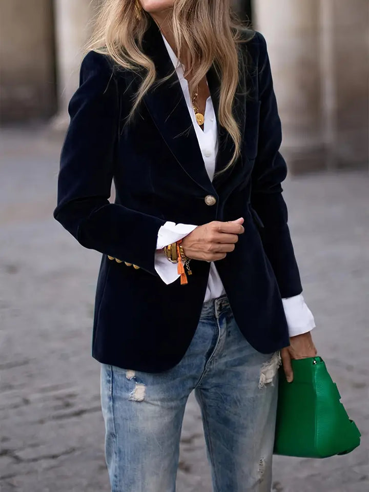 Suzanne | Blazer en ajusté avec boutons dorés pour femmes
