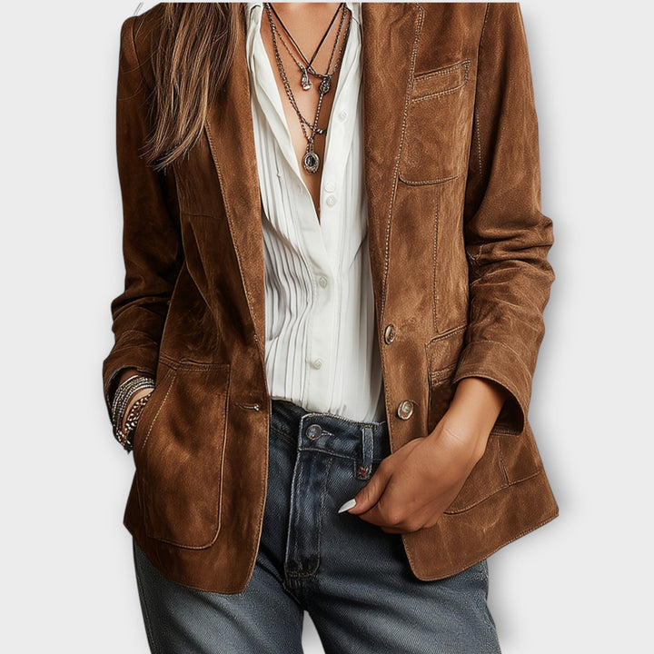 Beaumont Nice | Blazer en daim à boutons pour femmes