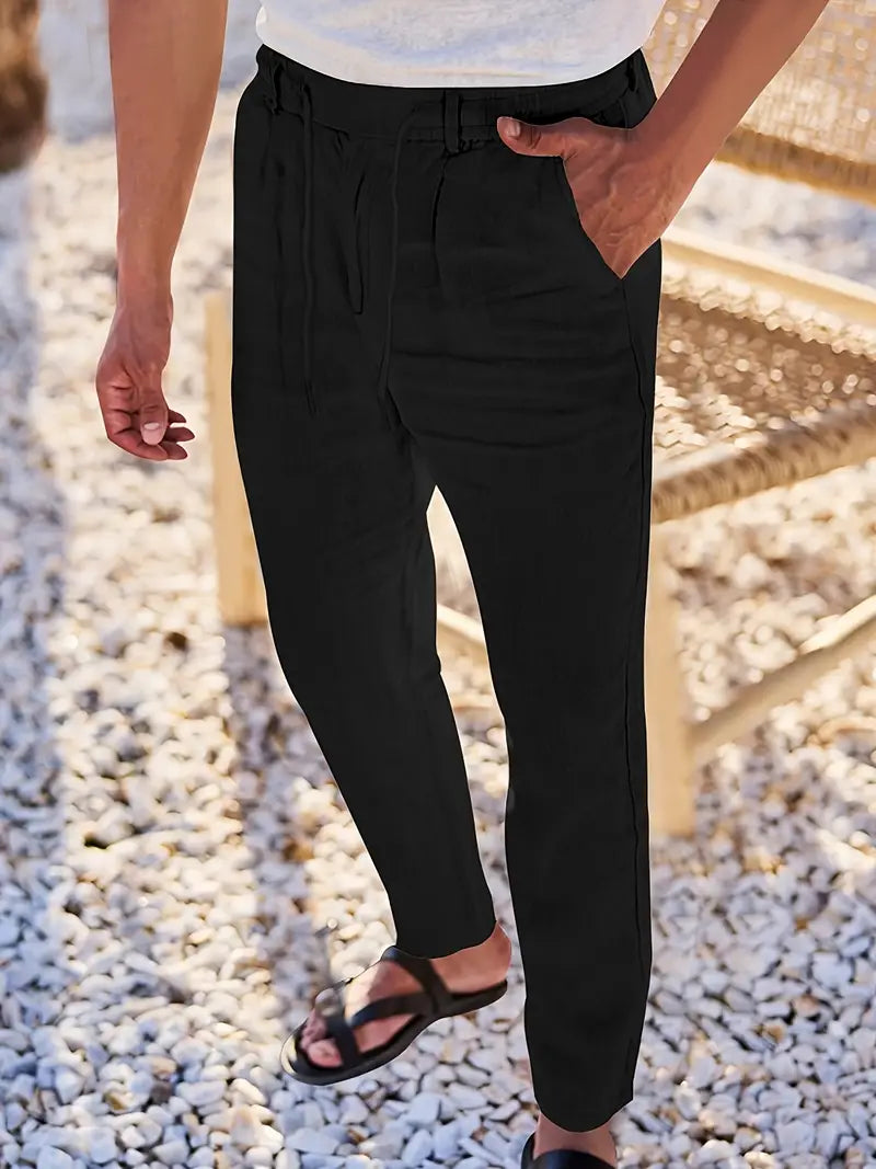 Quentin | Pantalons larges en lin avec cordon