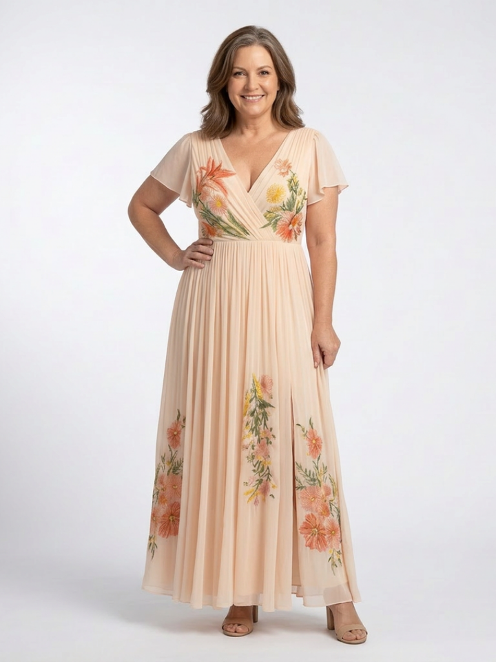 Mathilde | Robe maxi florale plissée Calista