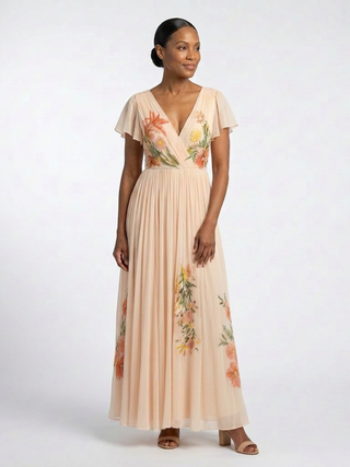 Mathilde | Robe maxi florale plissée Calista