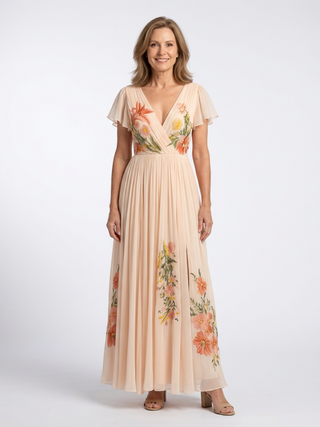 Mathilde | Robe maxi florale plissée Calista
