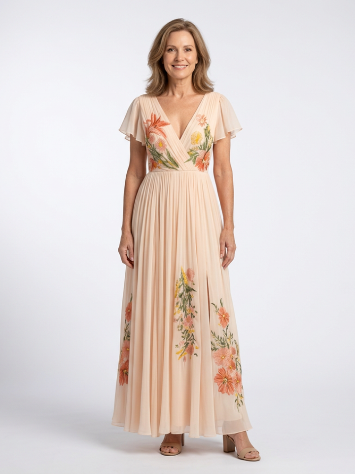 Mathilde | Robe maxi florale plissée Calista