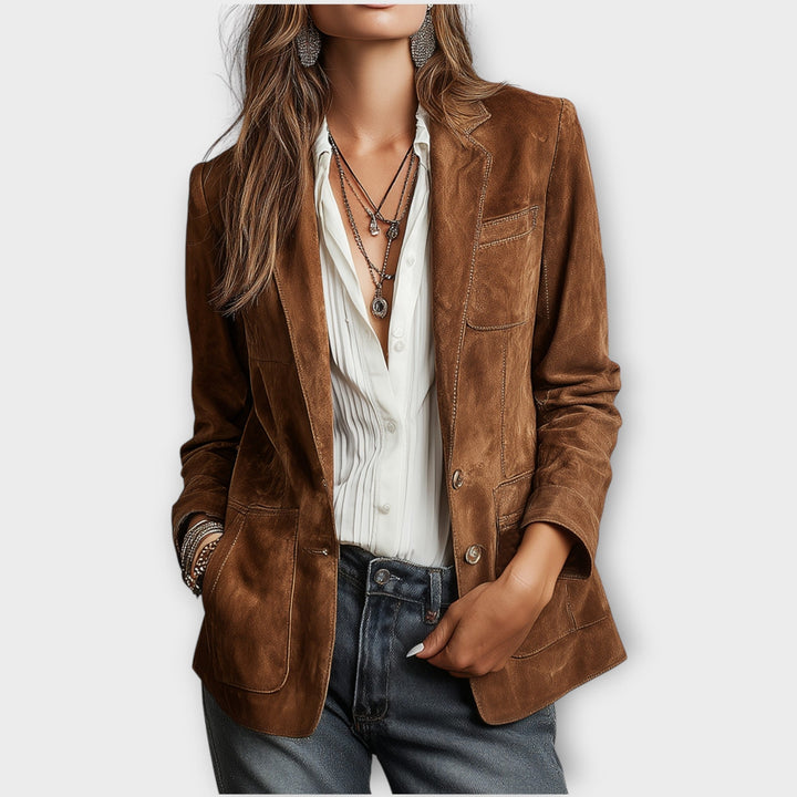 Beaumont Nice | Blazer en daim à boutons pour femmes