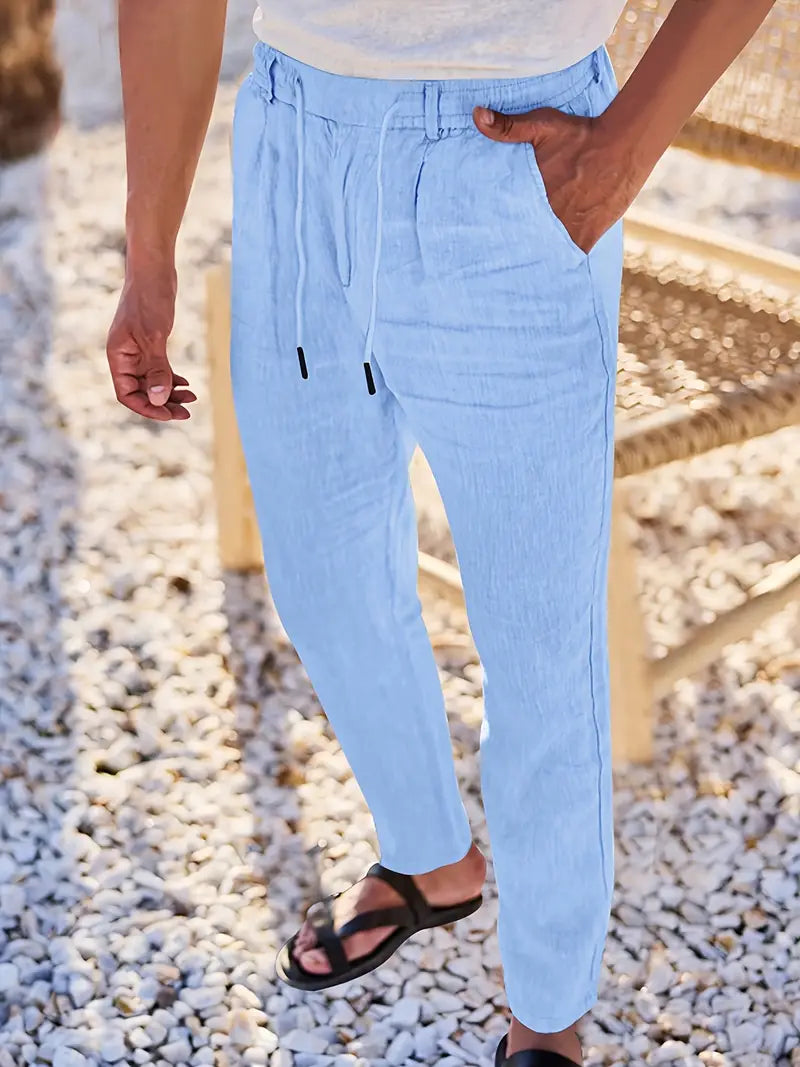 Quentin | Pantalons larges en lin avec cordon