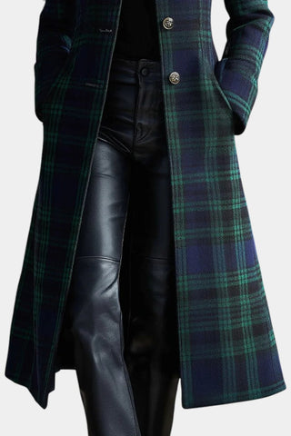Constance | Manteau à carreaux bleu-vert pour femmes
